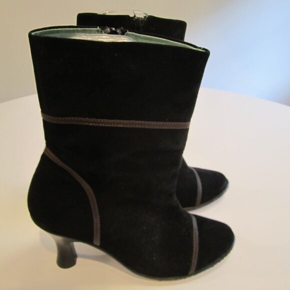 EU38.5 US7.5 M/W BOLO BORN CROWN super sexy BLACK suede HIGH HEEL ankle BOOTS - Picture 3 of 12